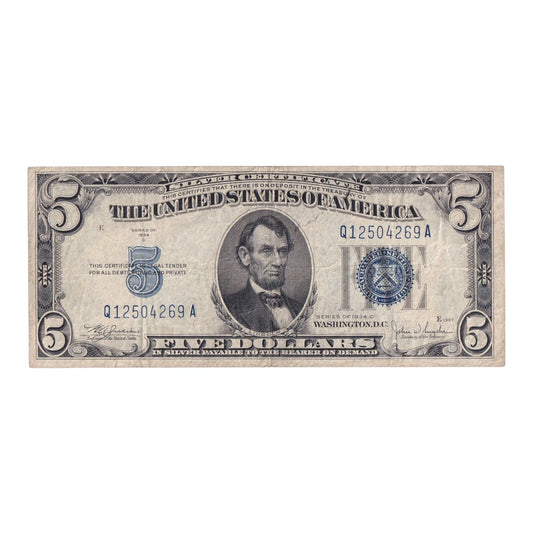 1934-C $5 Blue Seal Silver Certificate (VF-25)