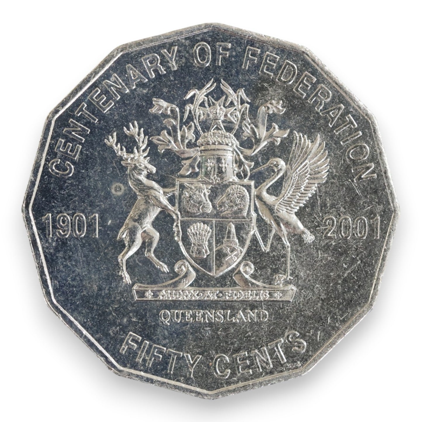 2001 50c Coin - Centenary of Federation - Queensland - Uncirculated