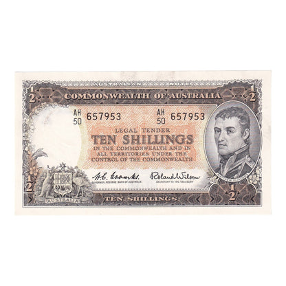 1961 Australian Ten Shilling Note - Reserve Bank - R17 - About Uncirculated