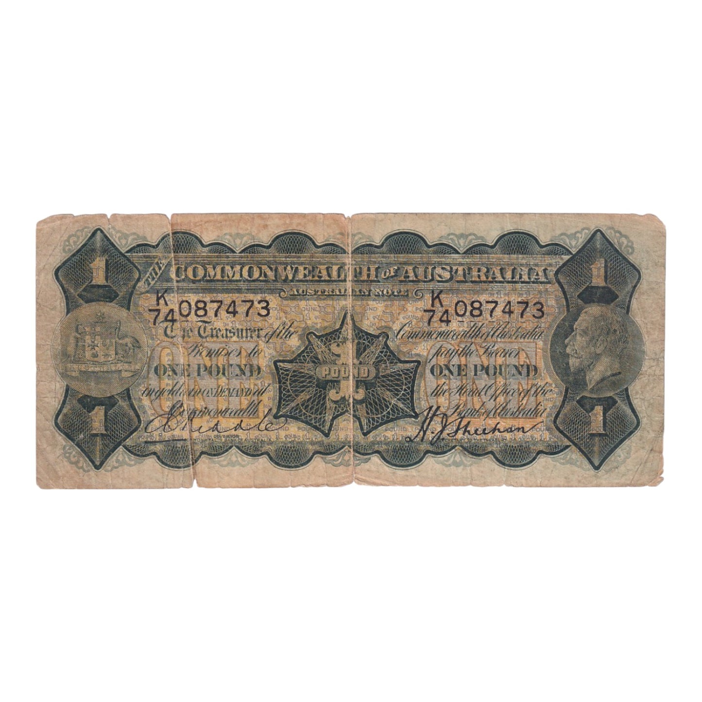 1932 Australian £1 Note - K 74 087473 - R27a - Very Good