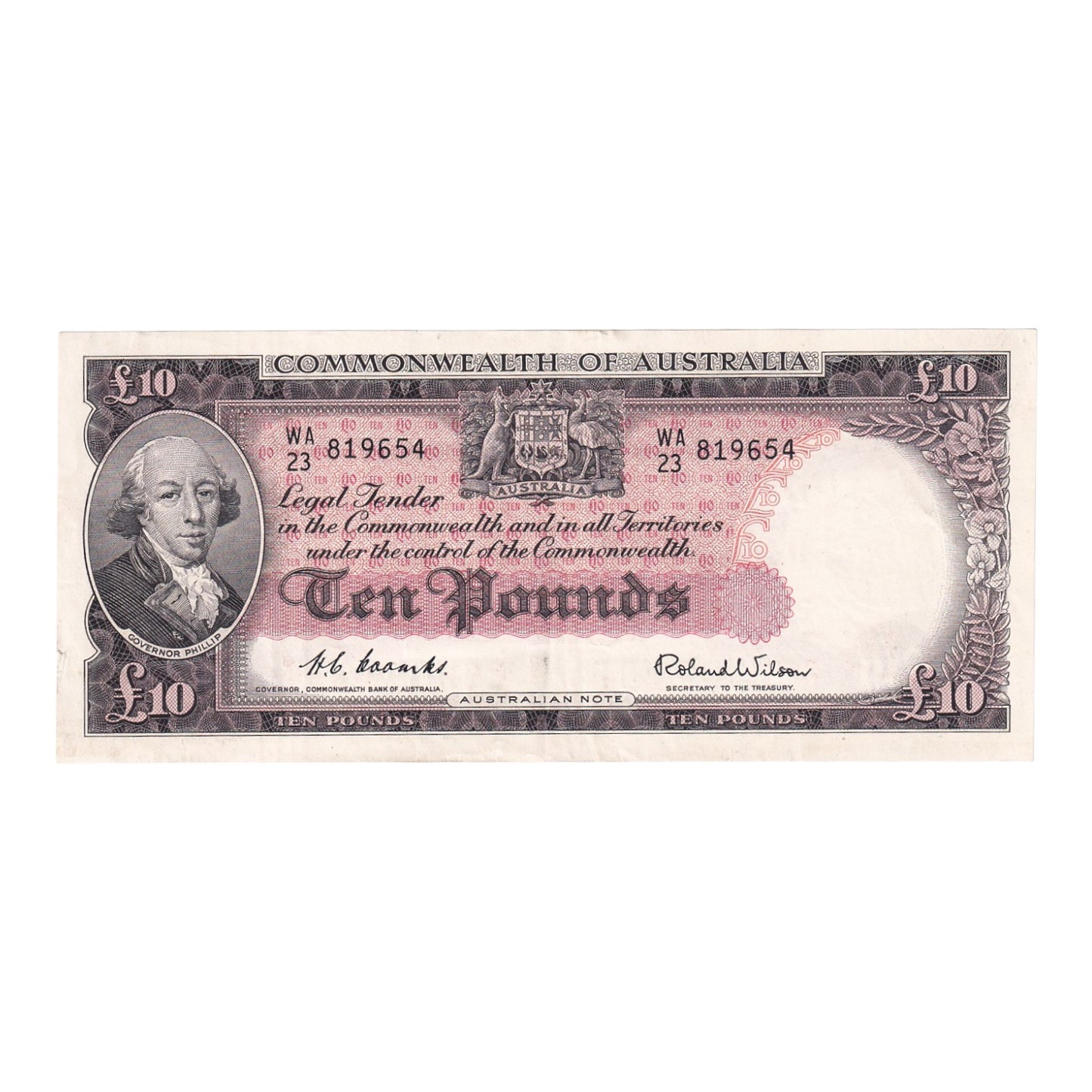 1954 Australian £10 Note - R62- Extremely Fine