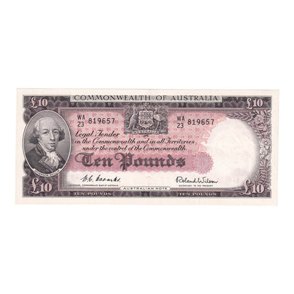 1954 Australian £10 Notes - R62- Sequential Trio - About Uncirculated