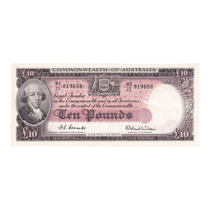 1954 Australian £10 Notes - R62- Sequential Trio - About Uncirculated