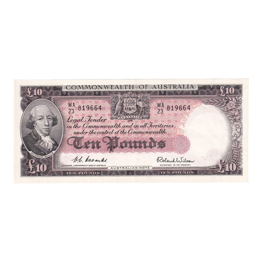 1954 Australian £10 Note - WA 23 819664 - R62- Extremely Fine