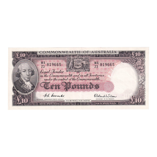 1954 Australian £10 Note - WA 23 819665- R62- Extremely Fine