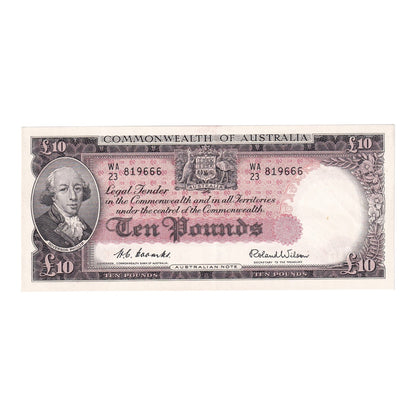 1954 Australian £10 Note - WA 23 819666- R62- Extremely Fine