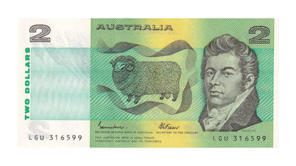 1985 Australian 2 Dollar Note - Multiple Prefix Numbers Available - Johnston/Fraser - R89 - Uncirculated