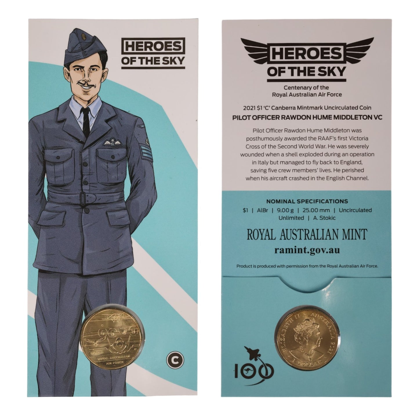 2021 $1 Coin - Heroes of the Sky - RAAF Centenary - 'C' Mintmark