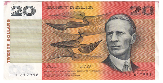 1991 Australian 20 Dollar Note - RHT 617998 - Fraser/Cole - R413 - Very Fine