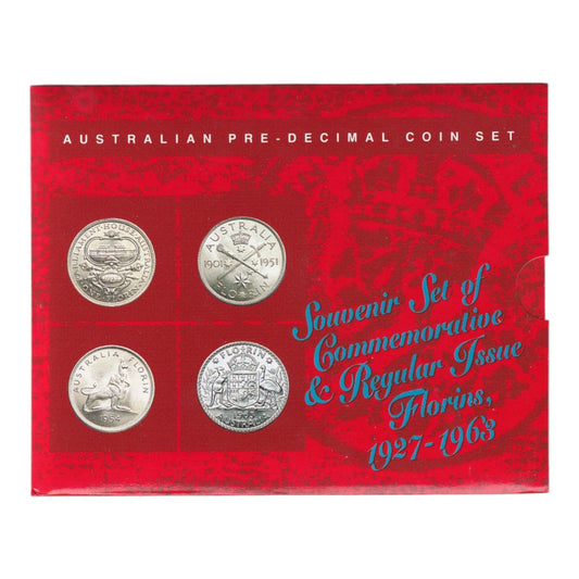 1927-1963 - Australian Pre-Decimal Coin Set – Souvenir Set of Commemorative & Regular Issue Florins - Sherwood