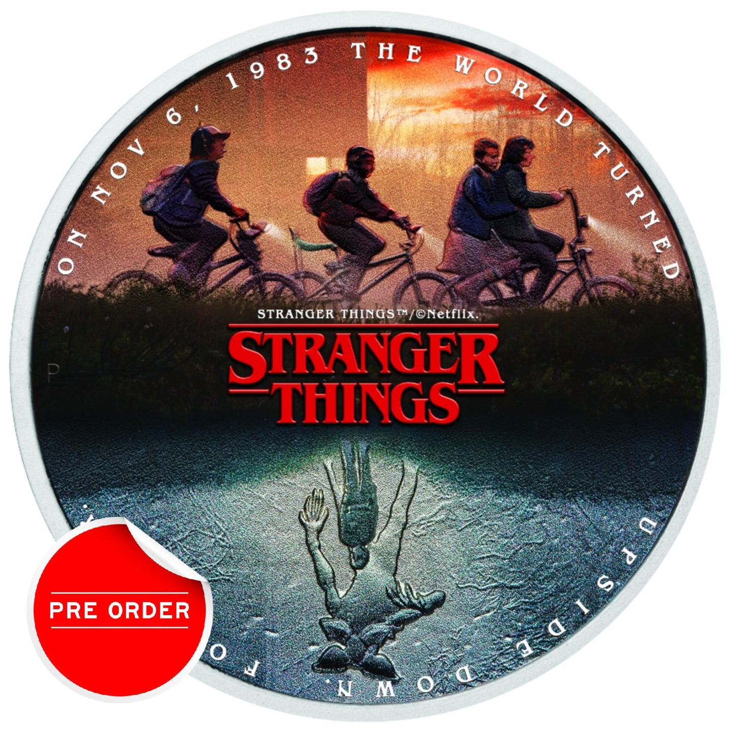 2026 1oz Silver Coloured Coin - Stranger Things - The Upside Down