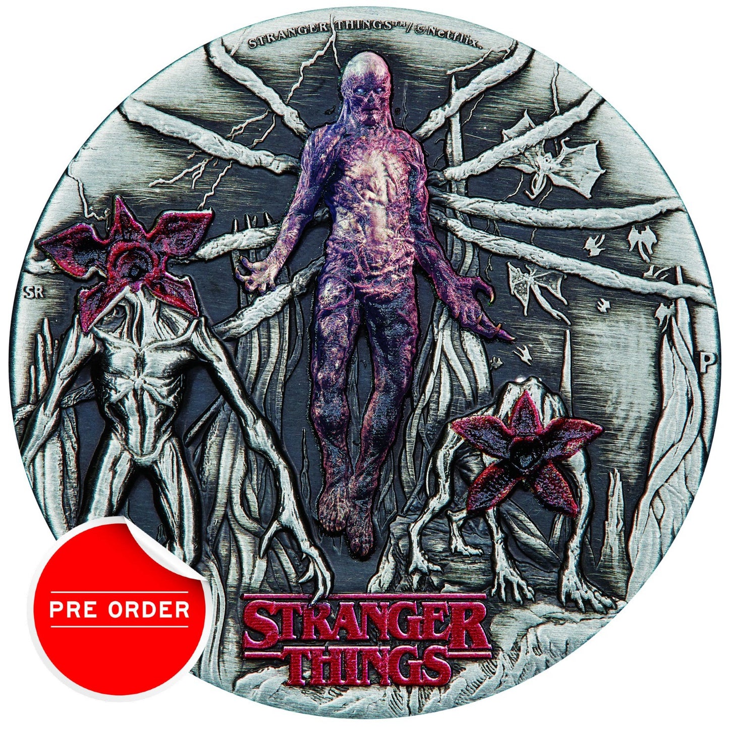 2026 2oz Silver Antiqued Coloured Coin - Stranger Things - Villains