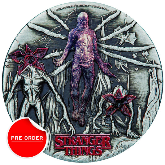 2026 2oz Silver Antiqued Coloured Coin - Stranger Things - Villains