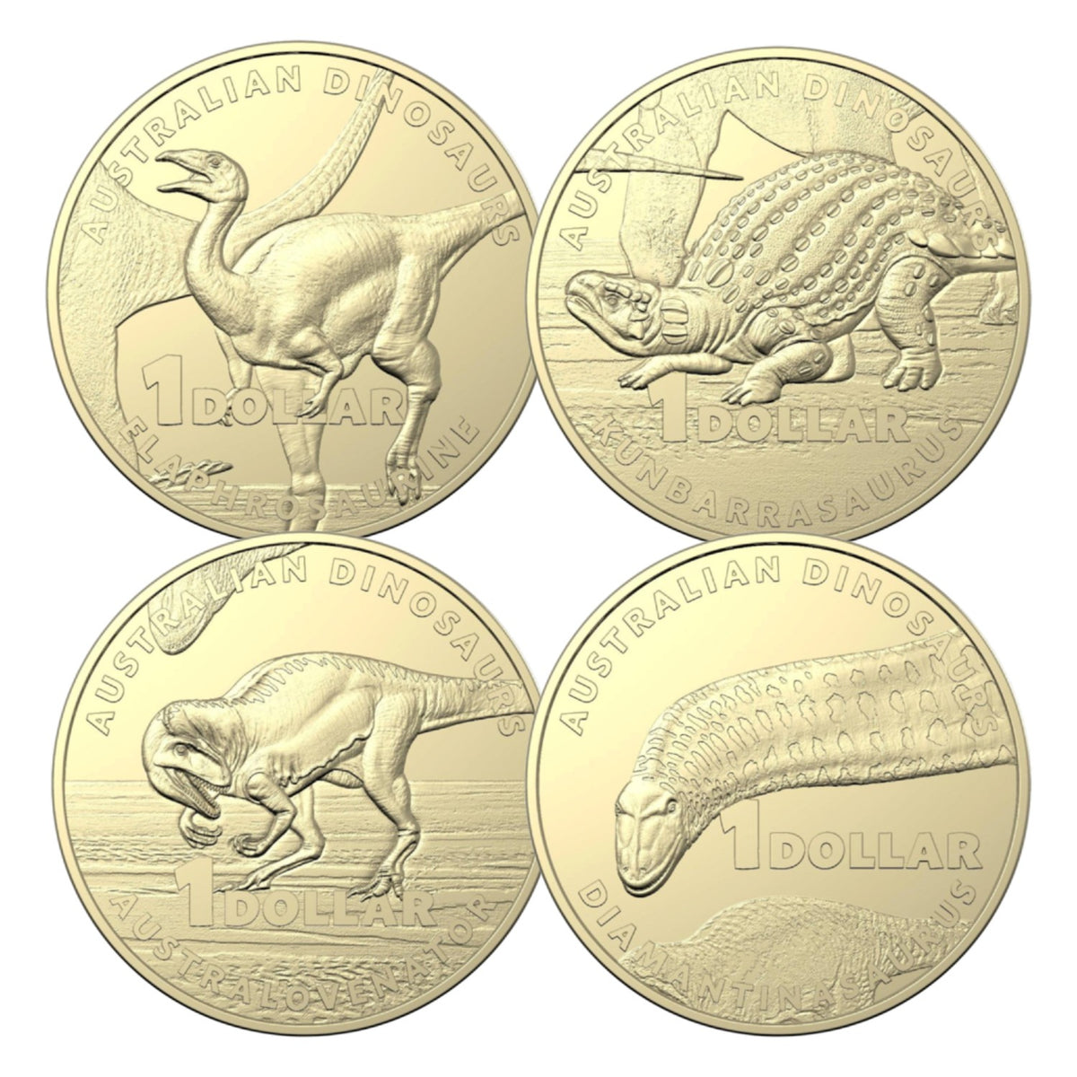 2022 $1 Uncirculated Four-Coin Collection - Australian Dinosaurs