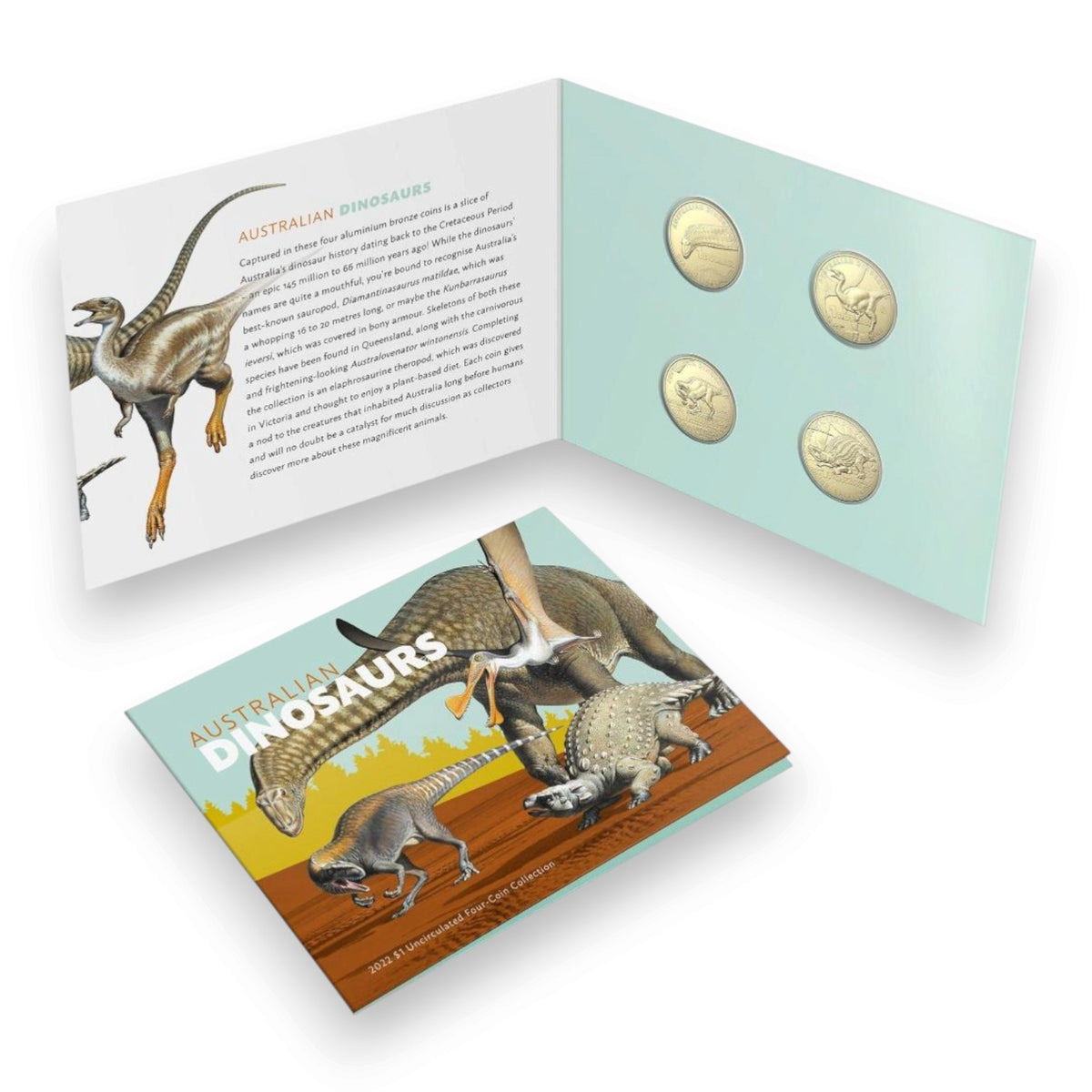 2022 $1 Uncirculated Four-Coin Collection - Australian Dinosaurs