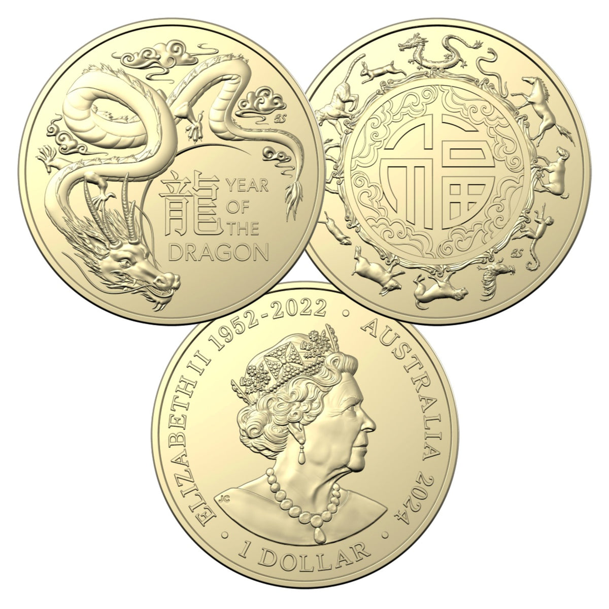 2024 $1 AlBr Uncirculated 2 Coin Set - Year of the Dragon