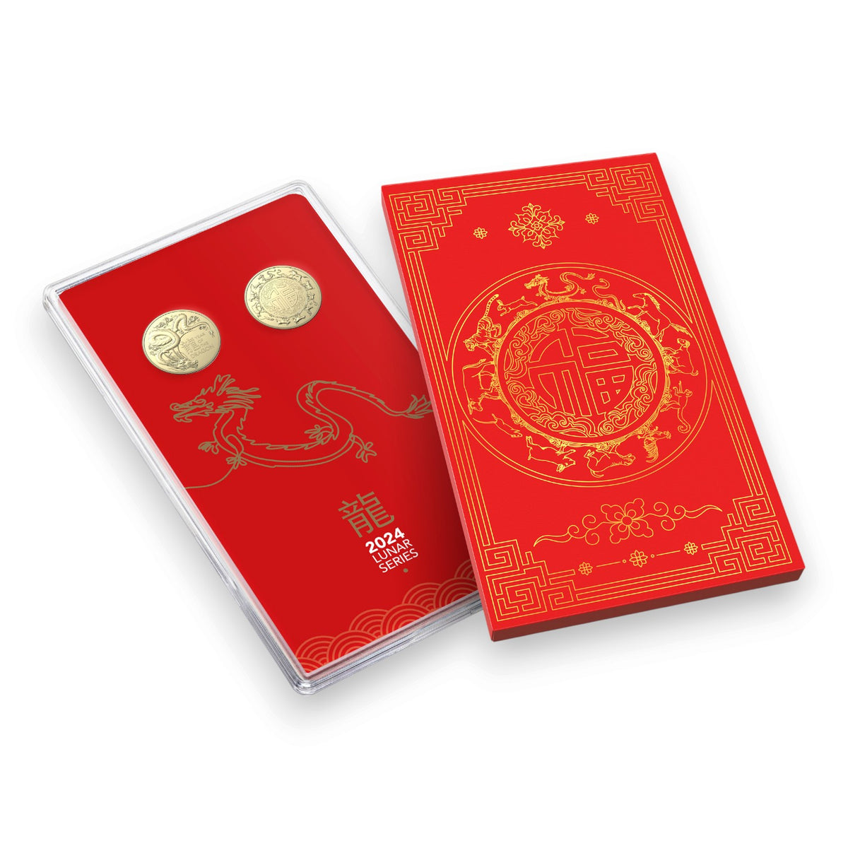 2024 $1 AlBr Uncirculated 2 Coin Set - Year of the Dragon