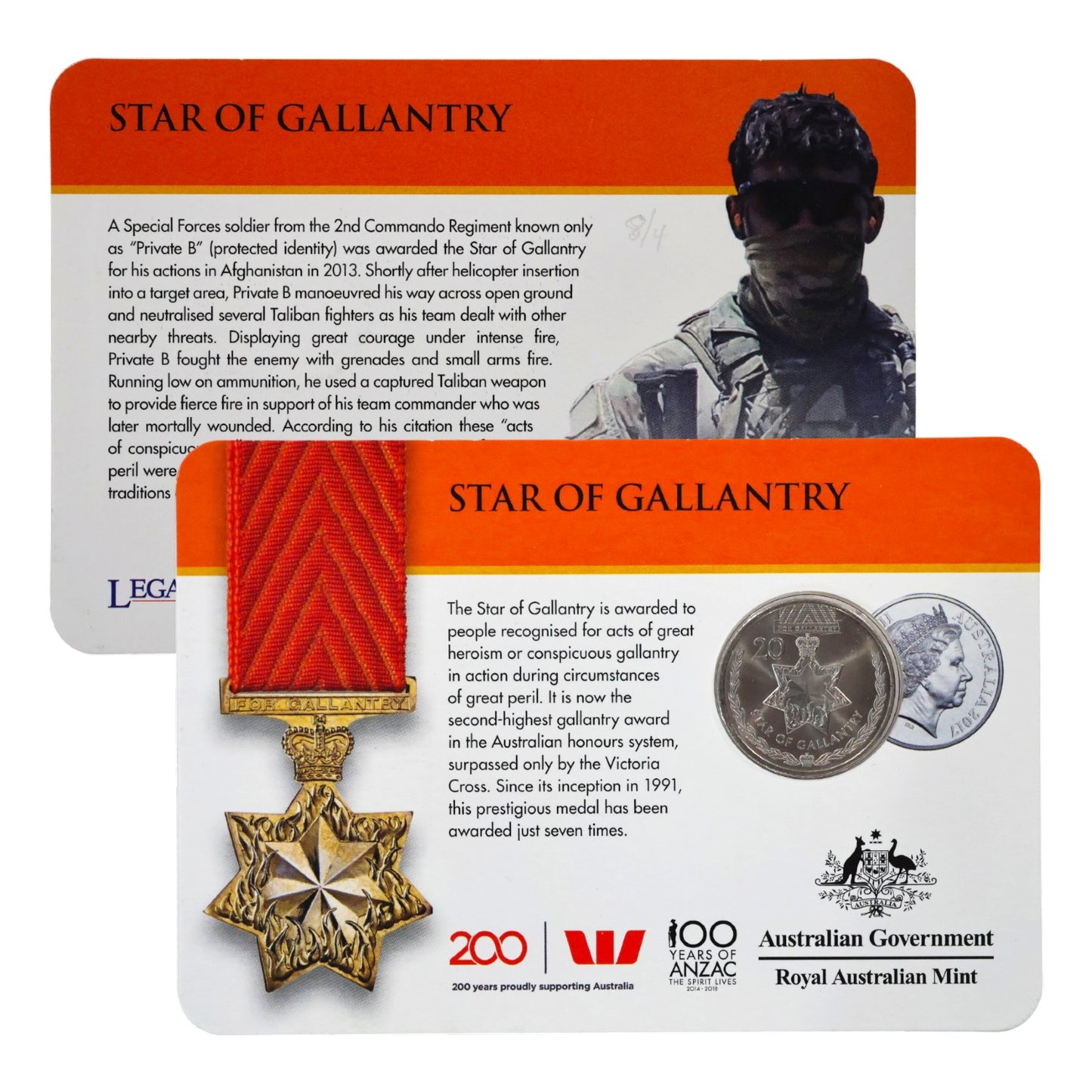 2017 Legends of the ANZACs: Medals of Honour (Individual Coincards)