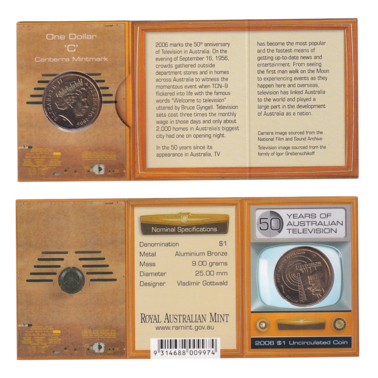 2006 $1 Coin - 50 Years of Television