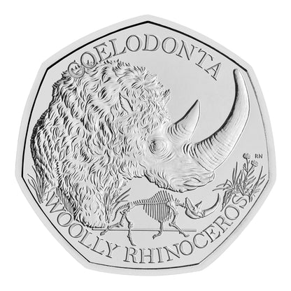 2024 Woolly Rhinoceros UK 50p Brilliant Uncirculated Coin