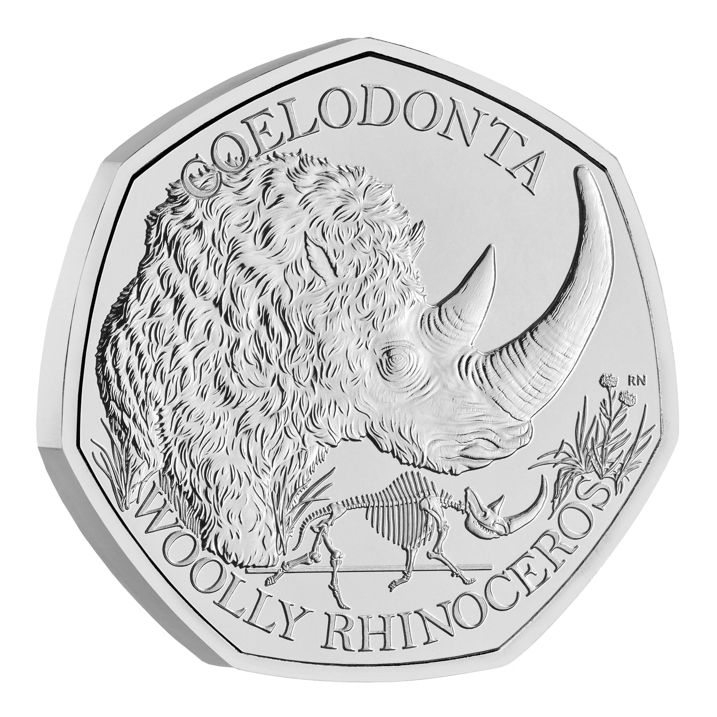 2024 Woolly Rhinoceros UK 50p Brilliant Uncirculated Coin