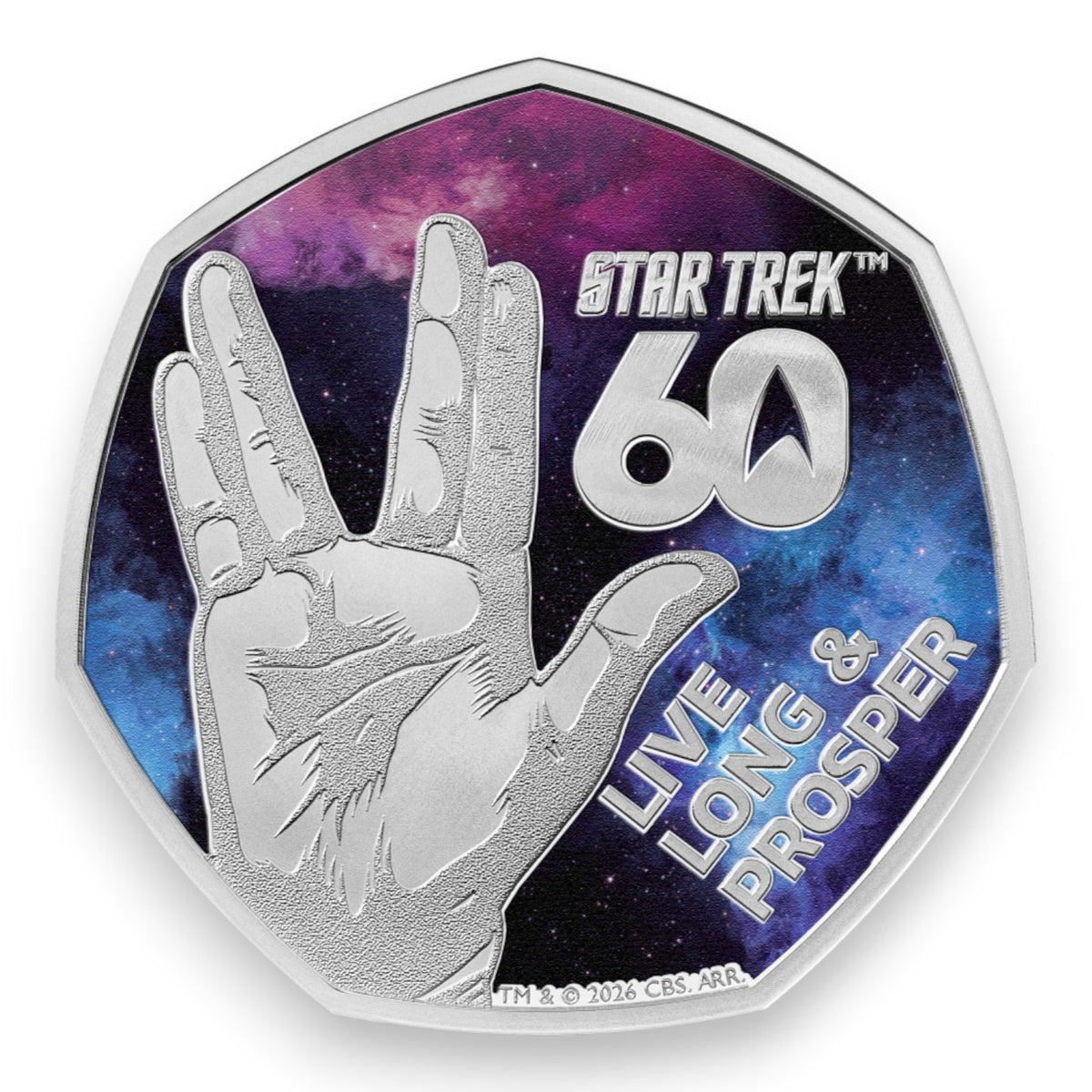 2026 60 Years of Star Trek - Live Long and Prosper UK 50p Silver Proof Colour Coin