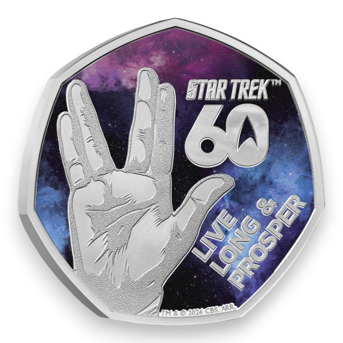 2026 60 Years of Star Trek - Live Long and Prosper UK 50p Silver Proof Colour Coin