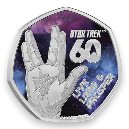 2026 60 Years of Star Trek - Live Long and Prosper UK 50p Silver Proof Colour Coin