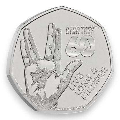 2026 60 Years of Star Trek - Live Long and Prosper 2026 UK 50p Brilliant Uncirculated Coin