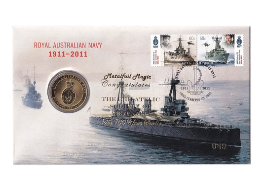 2011 PNC - Royal Australian Navy Centenary - Metafoil Magic/Philatelic Society of Australia Overprint