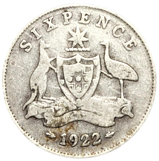 1922 Australian Sixpence - Very Good