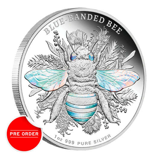 2025 Australian Native Bees - Blue-banded Bee 1oz Silver Proof Hologram Coin