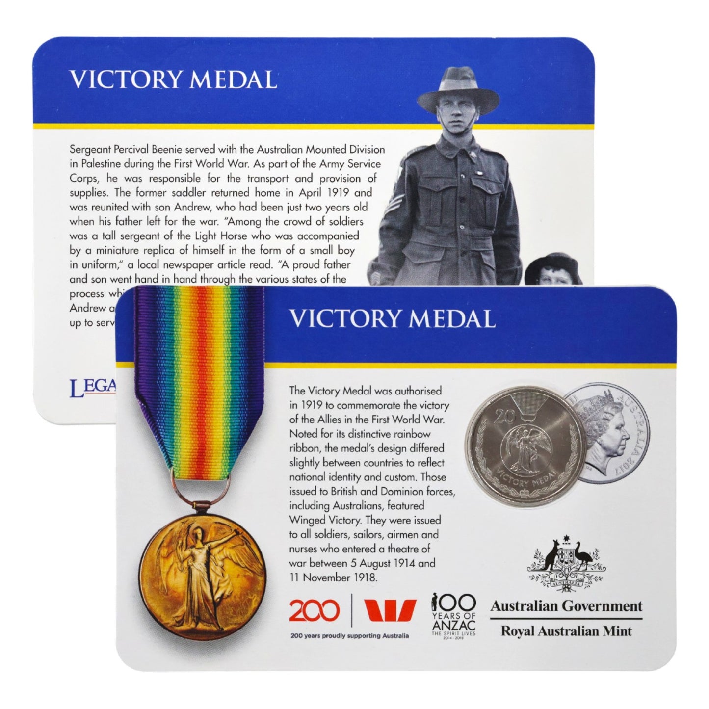 2017 Legends of the ANZACs: Medals of Honour (Individual Coincards)