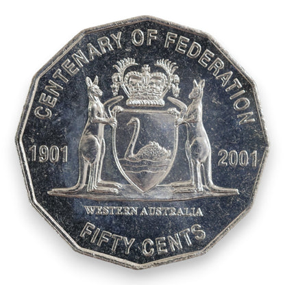 2001 50c Coin - Centenary of Federation - Western Australia - Uncirculated
