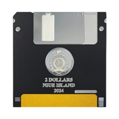 2024 Floppy Disk $2 Niue 2oz Coloured Silver Coin
