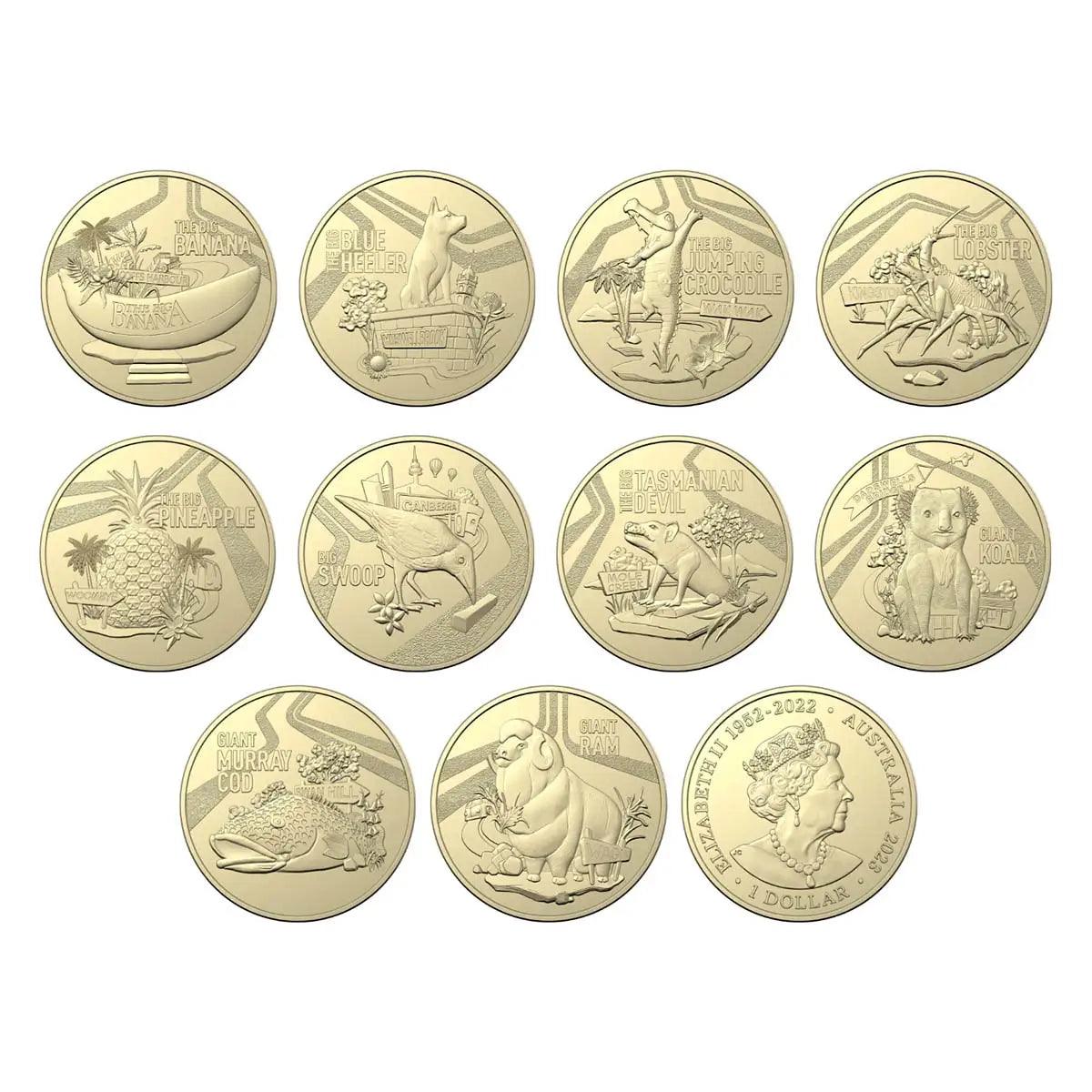 Aussie Big Things 2023 $1 Al-Br 10-Coin Uncirculated Collection - Loose Change Coins