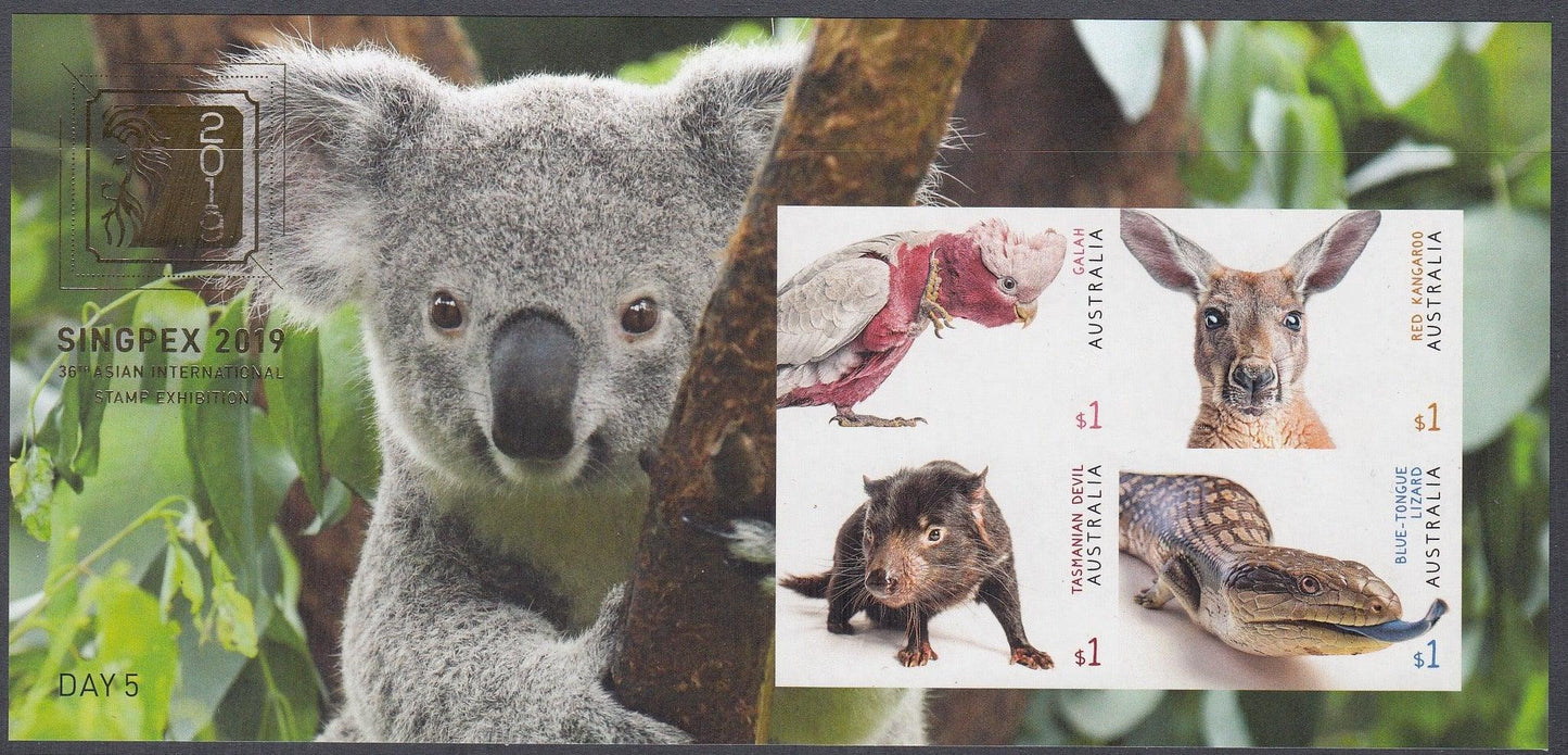 Australia 2019 SINGPEX International Expo Native Wildlife Imperforate Miniature Sheet - Mint Unhinged - Loose Change Coins