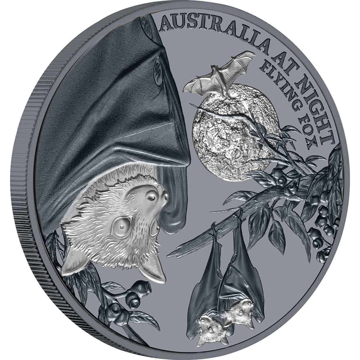 Australia at Night 2023 $1 Flying Fox 1oz Silver Black Proof Coin - Loose Change Coins