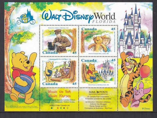 Canada 1996 - $1.80 Walt Disney Winnie the Pooh Miniature Sheet - Mint Unhinged - Loose Change Coins