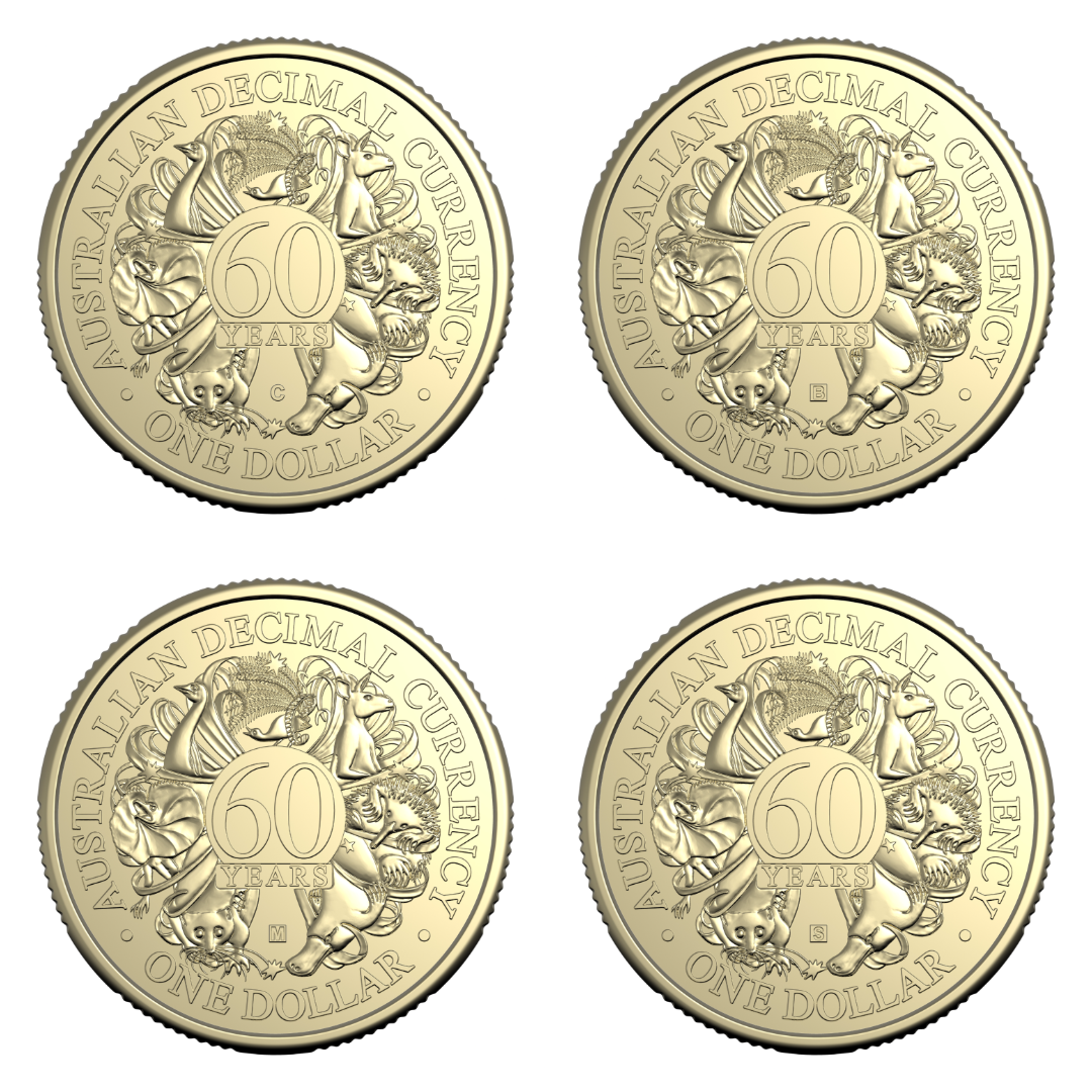 2026 $1 Mintmark and Privy Mark Uncirculated 4-Coin Set - 60th Anniversary of Decimal Currency