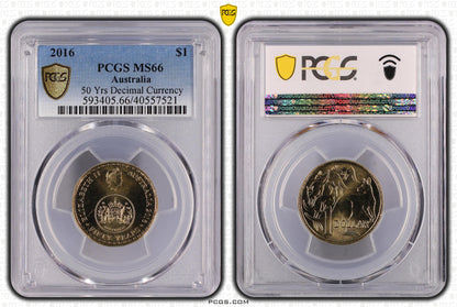 2016 $1 Coin - 50 Years of Decimal Currency - MS66 - Choose Your Certification