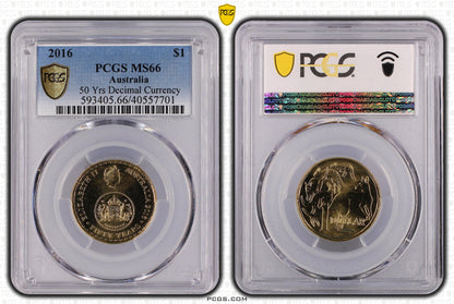 2016 $1 Coin - 50 Years of Decimal Currency - MS66 - Choose Your Certification