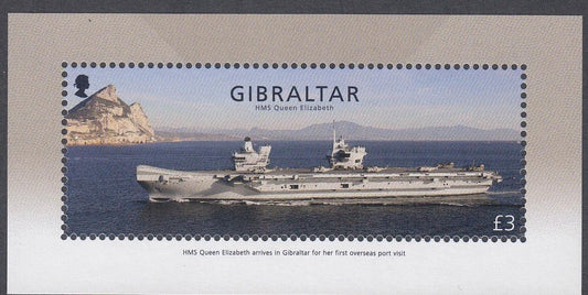 Gibraltar 2018 - £3 HMS Queen Elizabeth Boat Arrival Miniature Sheet - Mint Unhinged - Loose Change Coins