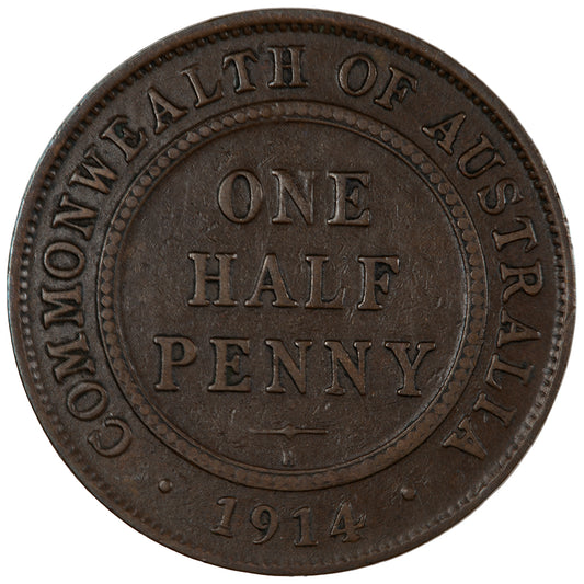 1914 'H' Australian Half Penny - Fine