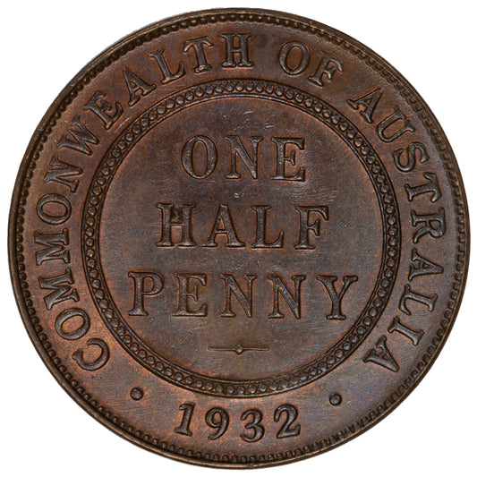 1932 Australian Half Penny - About Uncirculated