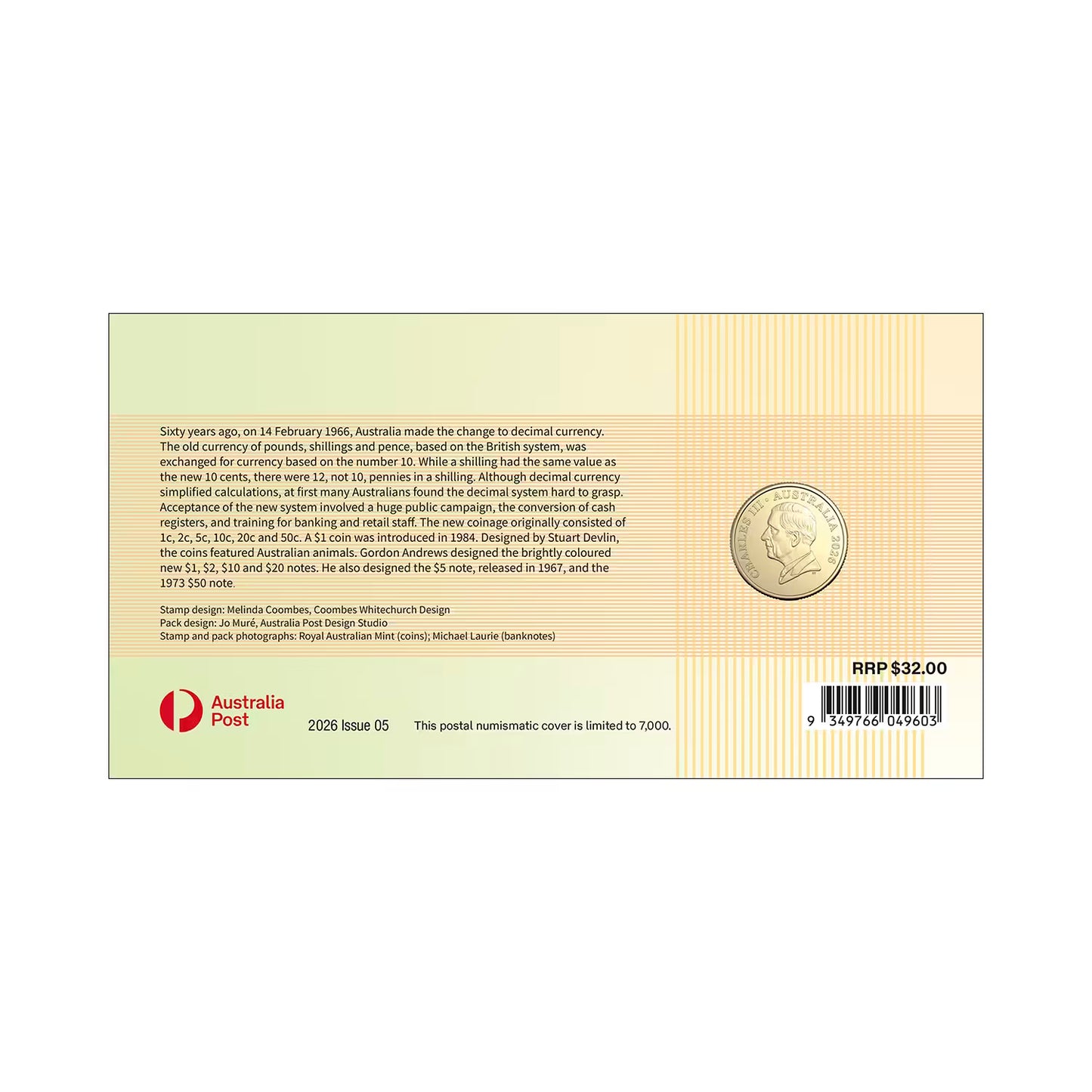 2026 PNC - 60th Anniversary of Decimal Currency Postal Numismatic Cover