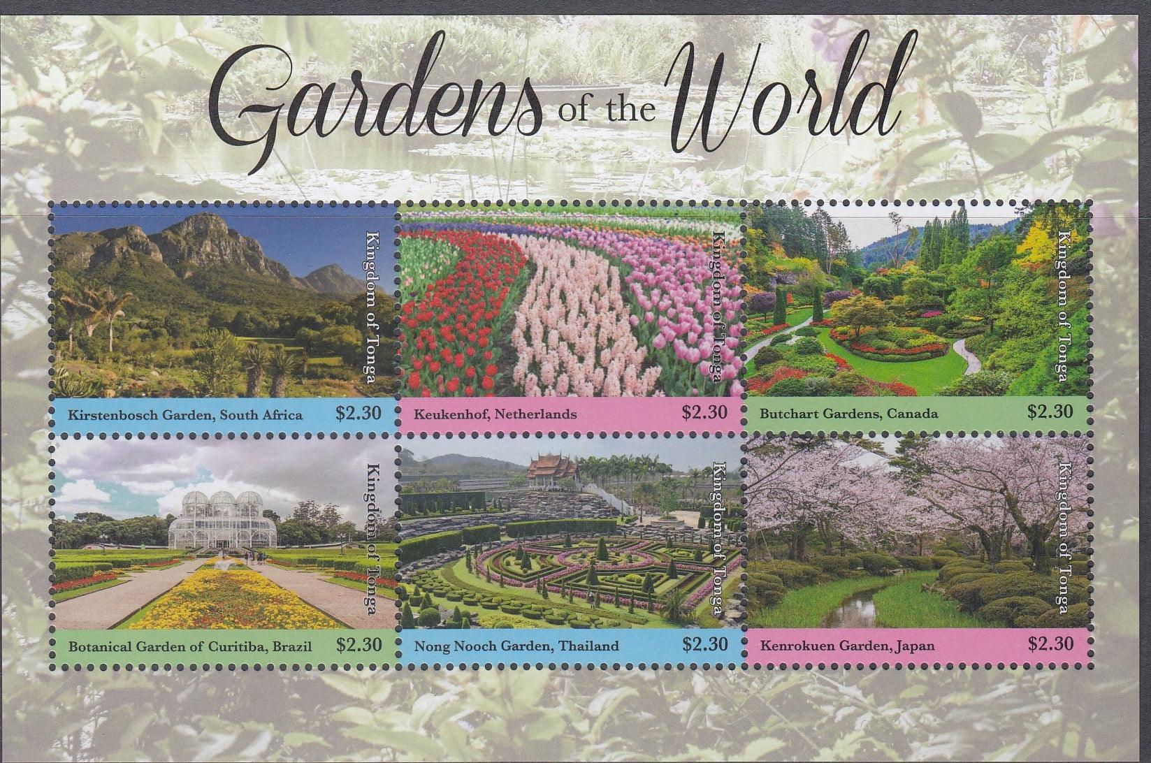 Tonga 2019 - $13.80 Gardens of the World, Miniature Sheet - Mint Unhinged - Loose Change Coins