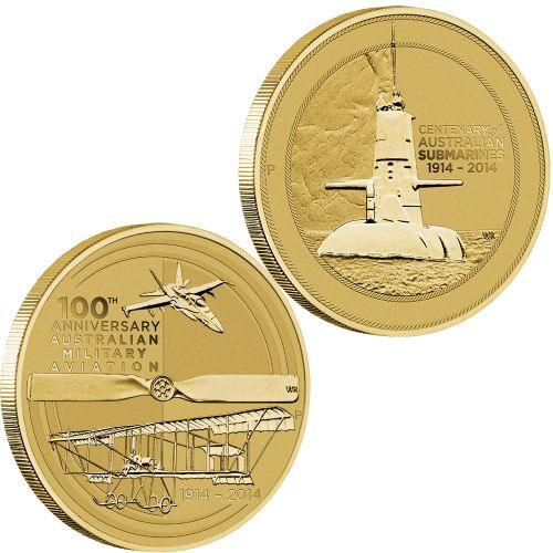 2014 Perth Mint PNC - Centenary of Military Aviation & Submarines (2 Coins) - Loose Change Coins