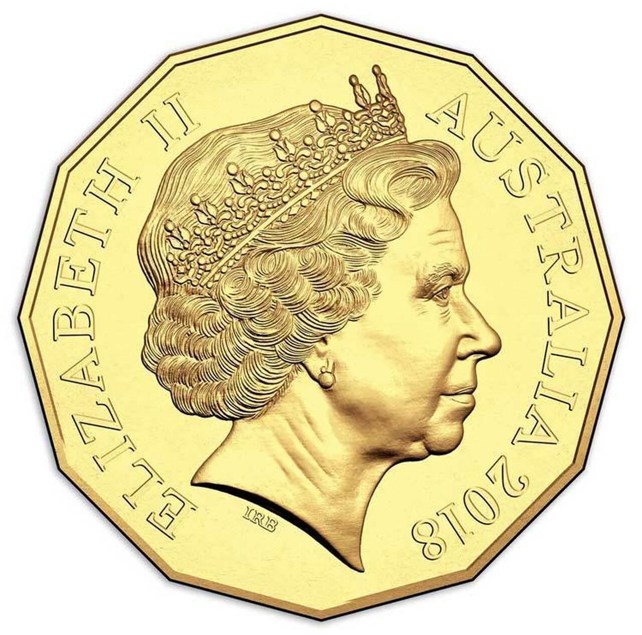 2018 Australian Fifty Cent Coin - Year of the Dog Tetra-Decagon - Gold Plated World Money Fair Berlin - Loose Change Coins