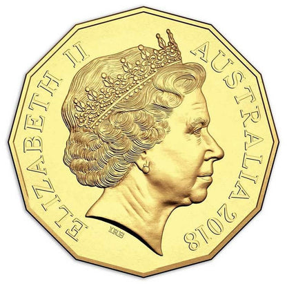 2018 Australian Fifty Cent Coin - Year of the Dog Tetra-Decagon - Gold Plated World Money Fair Berlin - Loose Change Coins